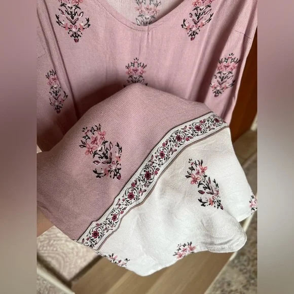 LA Hearts by PacSun Cold Shoulder Shirt Sleeve Pink White Floral Mini Dress - Picture 3 of 7